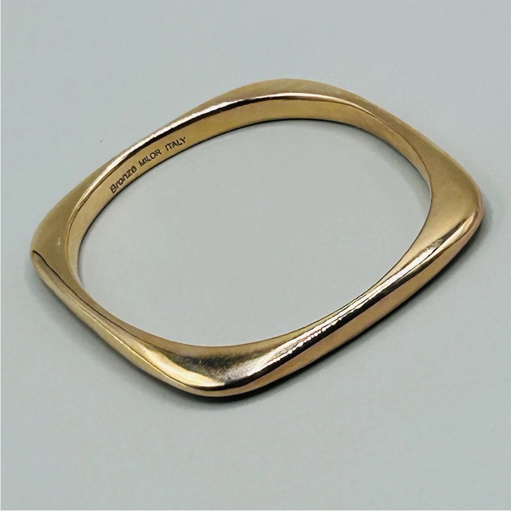 Pair of Square-ish Bronze MILOR Bangles from Italy: 1 Hollow, 1 Solid PeachyRose - Picture 8 of 16